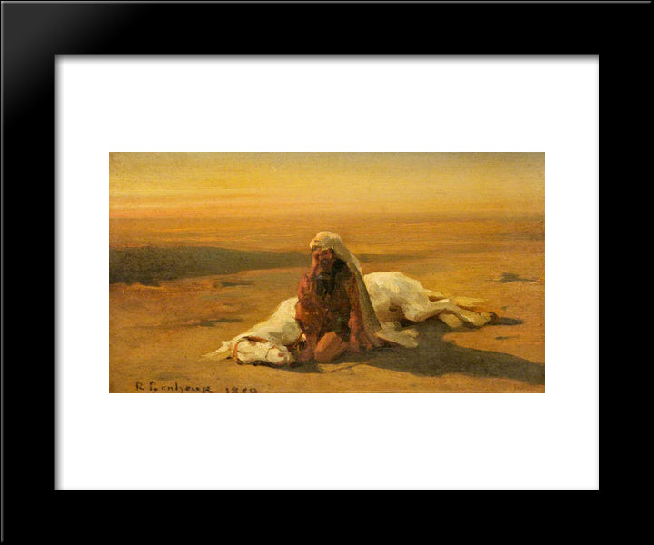 Arab And A Dead Horse 20x24 Black Modern Wood Framed Art Print Poster by Bonheur, Rosa