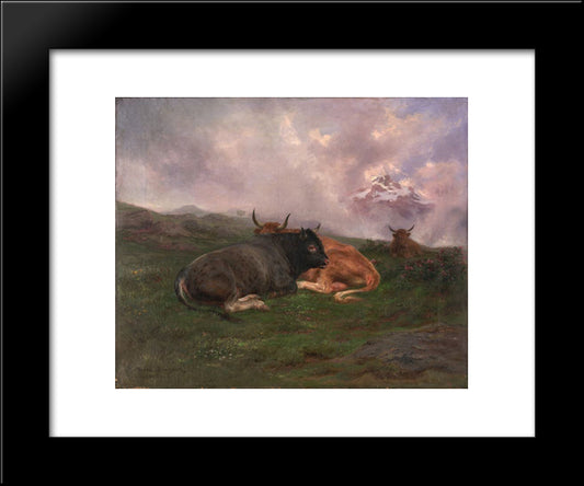 Cattle At Rest On A Hillside In The Alps 1885 20x24 Black Modern Wood Framed Art Print Poster by Bonheur, Rosa