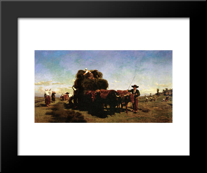 Haymaking In The Auvergne 20x24 Black Modern Wood Framed Art Print Poster by Bonheur, Rosa