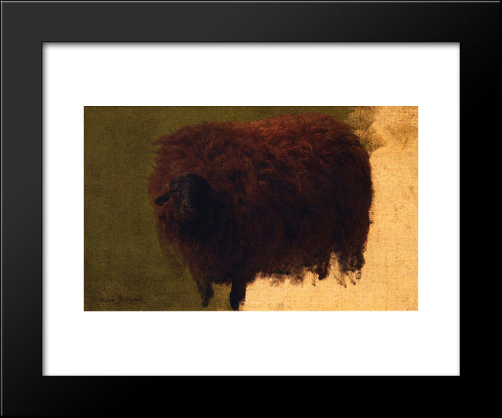 Large Wooly Sheep (Also Known As Wether) 20x24 Black Modern Wood Framed Art Print Poster by Bonheur, Rosa