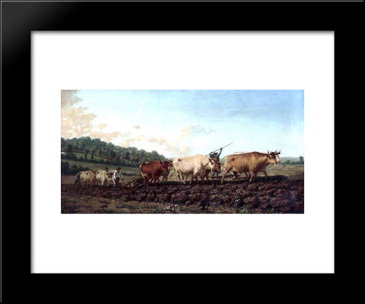 Ploughing In The Nivernais, France 20x24 Black Modern Wood Framed Art Print Poster by Bonheur, Rosa