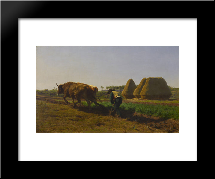 Ploughing Scene 20x24 Black Modern Wood Framed Art Print Poster by Bonheur, Rosa
