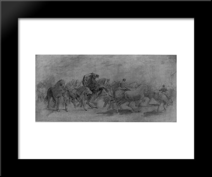 The Horse Fair (Study) 20x24 Black Modern Wood Framed Art Print Poster by Bonheur, Rosa