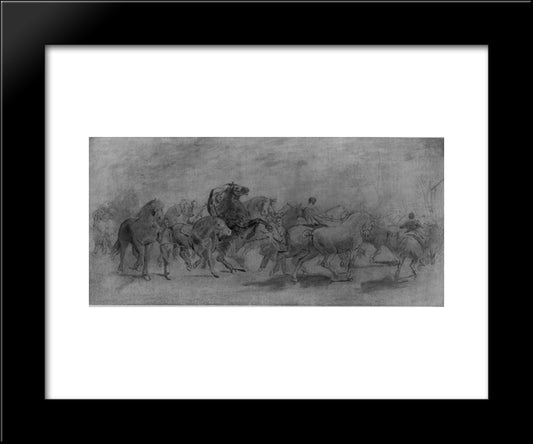 The Horse Fair (Study) 20x24 Black Modern Wood Framed Art Print Poster by Bonheur, Rosa