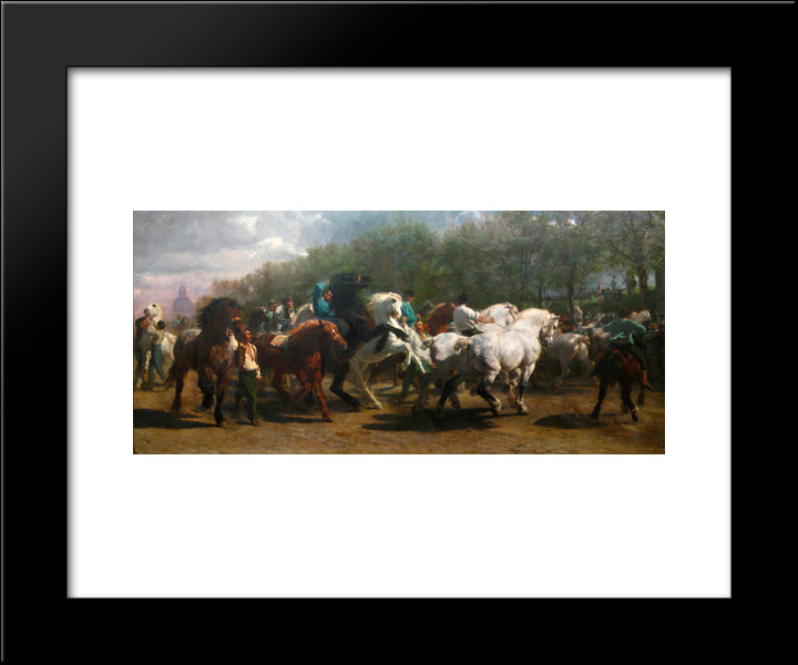 The Horse Fair 20x24 Black Modern Wood Framed Art Print Poster by Bonheur, Rosa