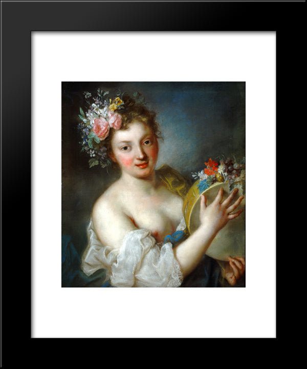 Allegory Of Music 20x24 Black Modern Wood Framed Art Print Poster by Carriera, Rosalba