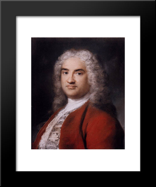 Portrait Of A Gentleman In Red 20x24 Black Modern Wood Framed Art Print Poster by Carriera, Rosalba