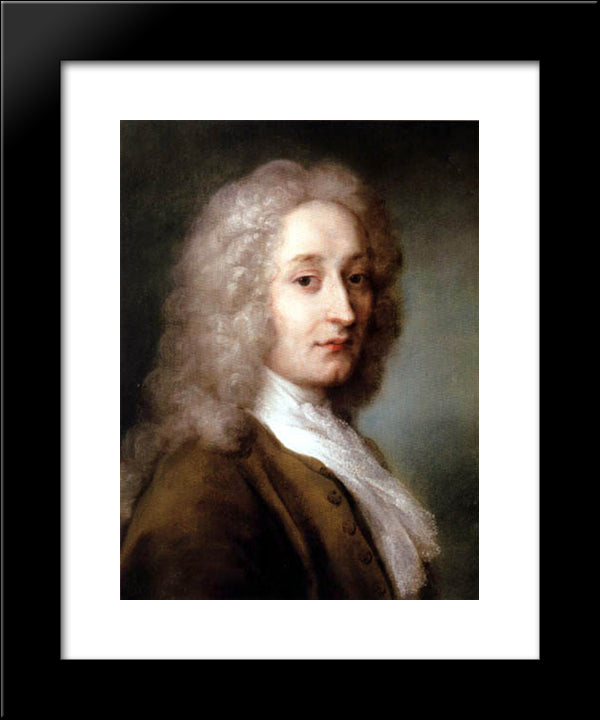 Portrait Of Antoine Watteau 20x24 Black Modern Wood Framed Art Print Poster by Carriera, Rosalba