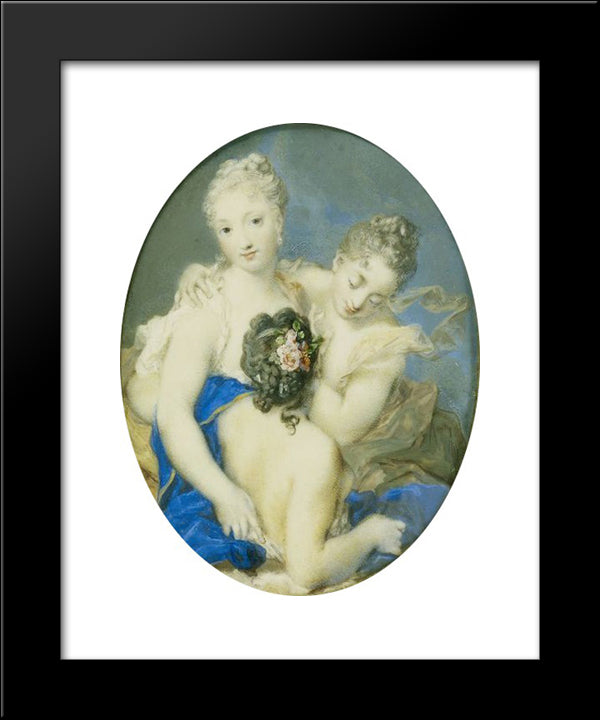 Portrait Of Francoise Marie De Bourbon, Duchess Of Orleans And Wife Of The Regent Of France, As Amphitrite 20x24 Black Modern Wood Framed Art Print Poster by Carriera, Rosalba