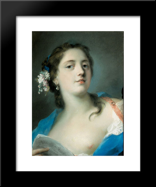 The Singer Faustina Bordoni With A Musical Score 20x24 Black Modern Wood Framed Art Print Poster by Carriera, Rosalba