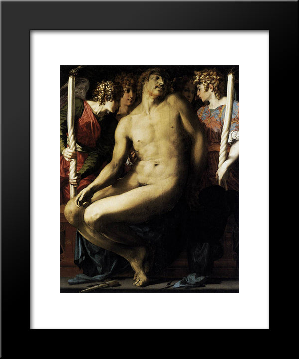 Dead Christ With Angels 20x24 Black Modern Wood Framed Art Print Poster by Fiorentino, Rosso