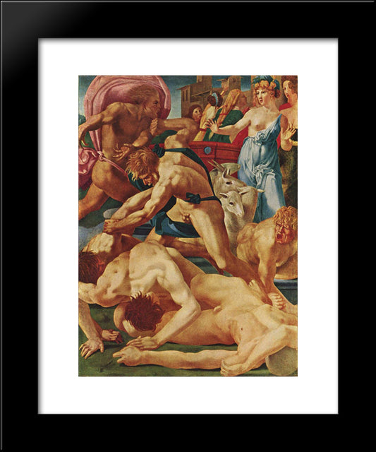 Moses Defending The Daughters Of Jethro 20x24 Black Modern Wood Framed Art Print Poster by Fiorentino, Rosso