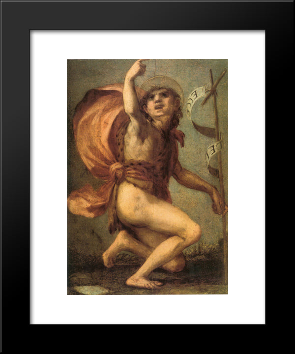 San Giovannino 20x24 Black Modern Wood Framed Art Print Poster by Fiorentino, Rosso