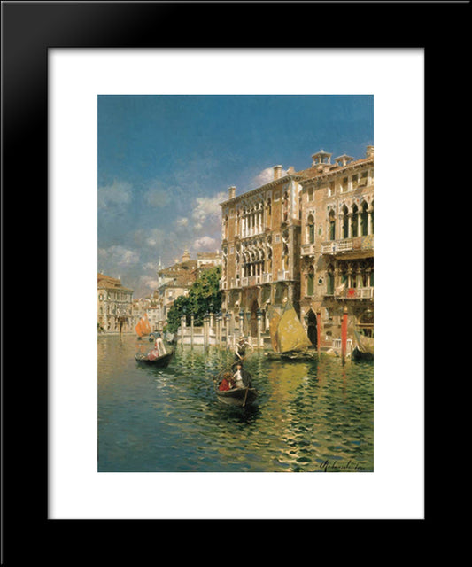 A Gondola Ride, Venice 20x24 Black Modern Wood Framed Art Print Poster by Santoro, Rubens