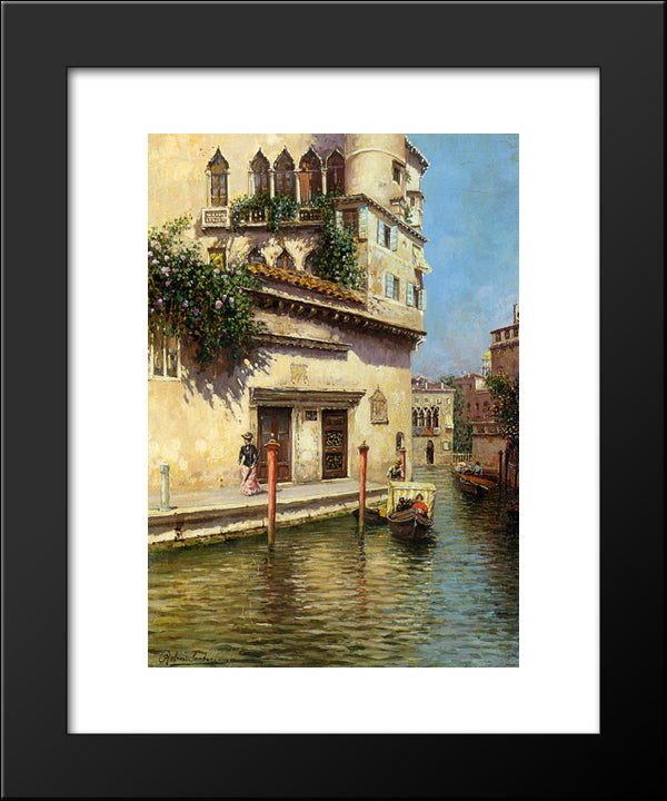 A Venetian Backwater 20x24 Black Modern Wood Framed Art Print Poster by Santoro, Rubens