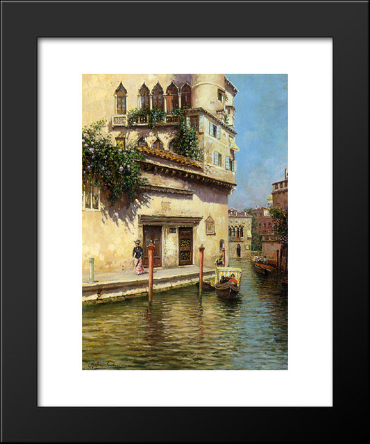 A Venetian Backwater 20x24 Black Modern Wood Framed Art Print Poster by Santoro, Rubens