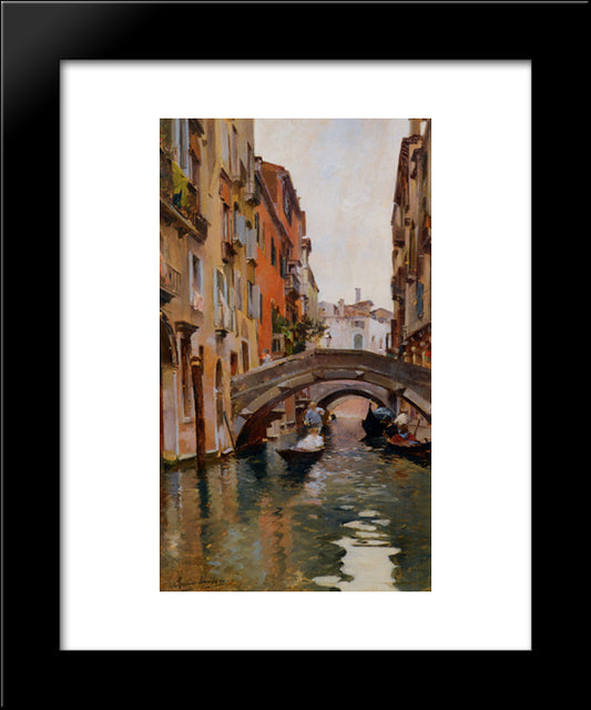 Gondola On A Venetian Canal 20x24 Black Modern Wood Framed Art Print Poster by Santoro, Rubens