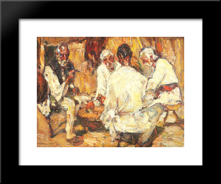 Carpenters' Lunch 20x24 Black Modern Wood Framed Art Print Poster by Schweitzer Cumpana, Rudolf