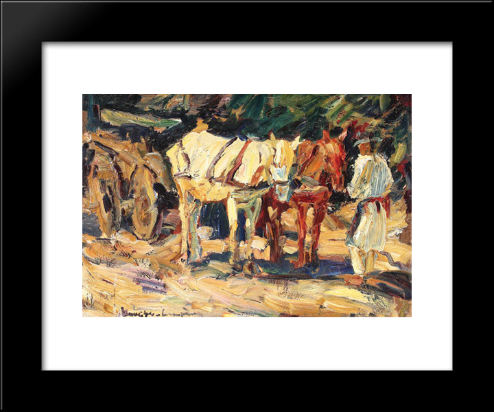 Horses Resting 20x24 Black Modern Wood Framed Art Print Poster by Schweitzer Cumpana, Rudolf