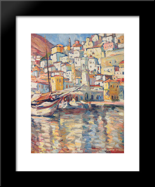 Hydra Port 20x24 Black Modern Wood Framed Art Print Poster by Schweitzer Cumpana, Rudolf