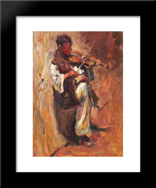 Little Violonist 20x24 Black Modern Wood Framed Art Print Poster by Schweitzer Cumpana, Rudolf