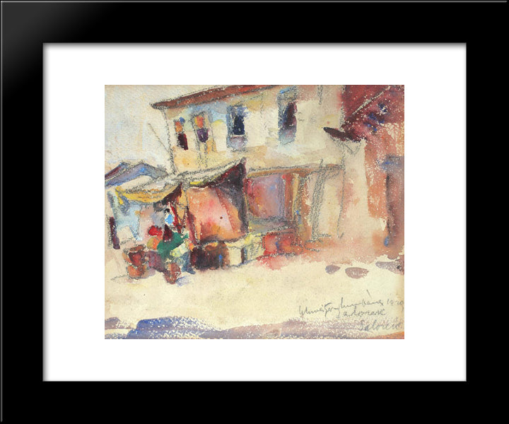 Market In Thessaloniki 20x24 Black Modern Wood Framed Art Print Poster by Schweitzer Cumpana, Rudolf