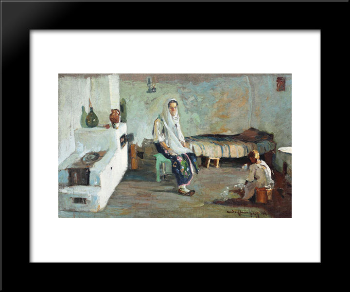 Peasant House Interior 20x24 Black Modern Wood Framed Art Print Poster by Schweitzer Cumpana, Rudolf