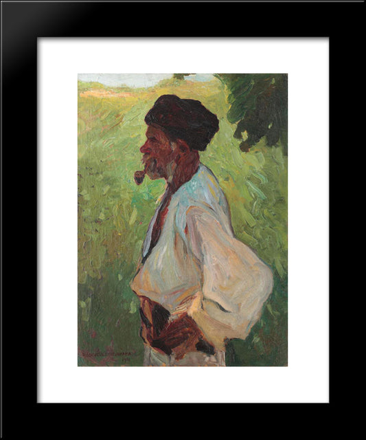 Peasant With Pipe 20x24 Black Modern Wood Framed Art Print Poster by Schweitzer Cumpana, Rudolf