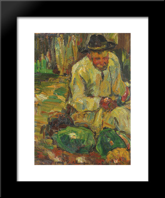 Peasant With Watermelons 20x24 Black Modern Wood Framed Art Print Poster by Schweitzer Cumpana, Rudolf