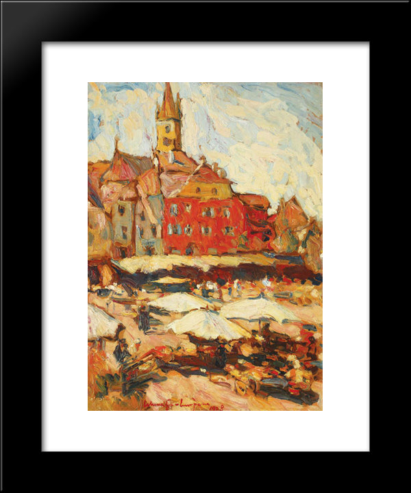 Small Square In Sibiu 20x24 Black Modern Wood Framed Art Print Poster by Schweitzer Cumpana, Rudolf