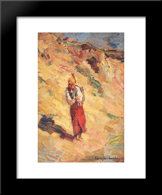 Tatar Woman Coming From The Well 20x24 Black Modern Wood Framed Art Print Poster by Schweitzer Cumpana, Rudolf