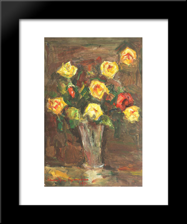 Vase With Roses 20x24 Black Modern Wood Framed Art Print Poster by Schweitzer Cumpana, Rudolf
