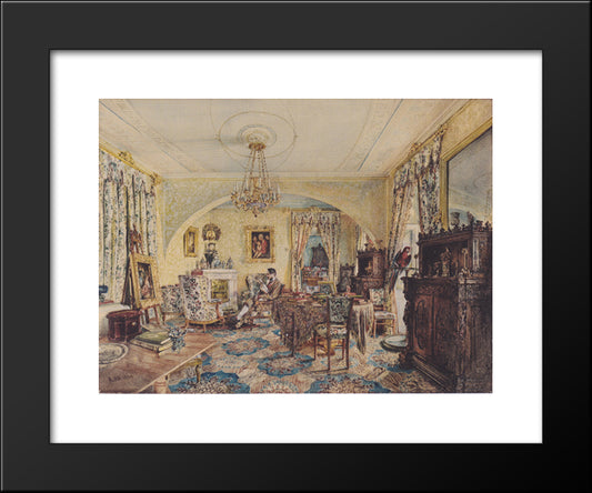 Count Casimir Batthyany In His Saloon At Castle Siklos 20x24 Black Modern Wood Framed Art Print Poster by Alt, Rudolf von