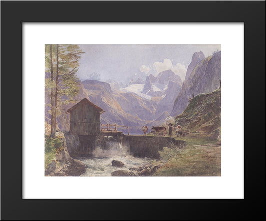 Hoher Dachstein From Lower Gosau 20x24 Black Modern Wood Framed Art Print Poster by Alt, Rudolf von