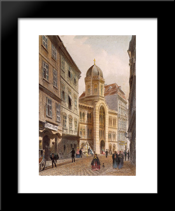 Holy Trinity Greek Church, Vienna 20x24 Black Modern Wood Framed Art Print Poster by Alt, Rudolf von