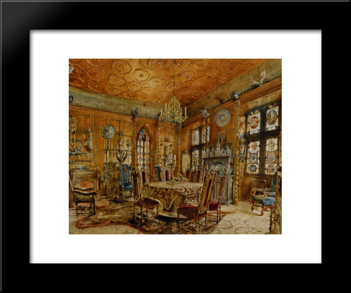 Interieur Of Castlein Renaissance Style 20x24 Black Modern Wood Framed Art Print Poster by Alt, Rudolf von