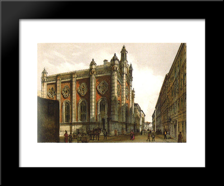 Jewish Temple In The City Leopold 20x24 Black Modern Wood Framed Art Print Poster by Alt, Rudolf von