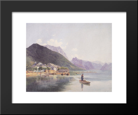 Lake Traun 20x24 Black Modern Wood Framed Art Print Poster by Alt, Rudolf von