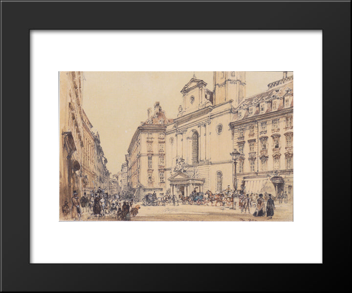 Michaelerplatz And Carbon Market In Vienna 20x24 Black Modern Wood Framed Art Print Poster by Alt, Rudolf von