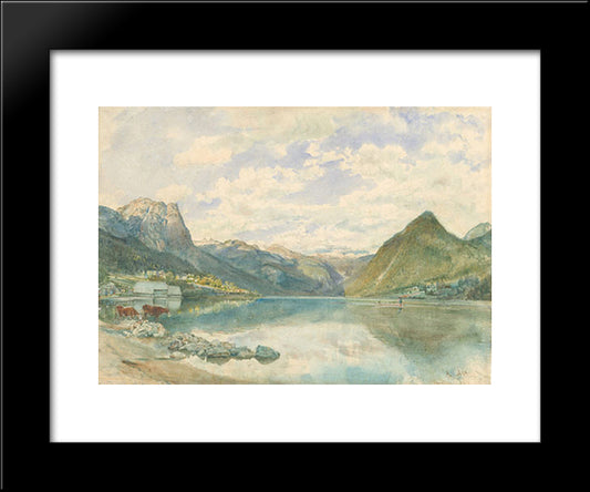 Mountain Landscape With The Grundlsee 20x24 Black Modern Wood Framed Art Print Poster by Alt, Rudolf von