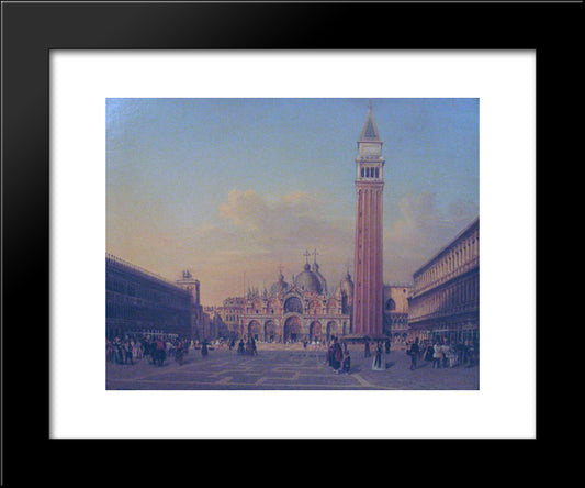 St. Mark'S Square In Venice With Austrian Military 20x24 Black Modern Wood Framed Art Print Poster by Alt, Rudolf von