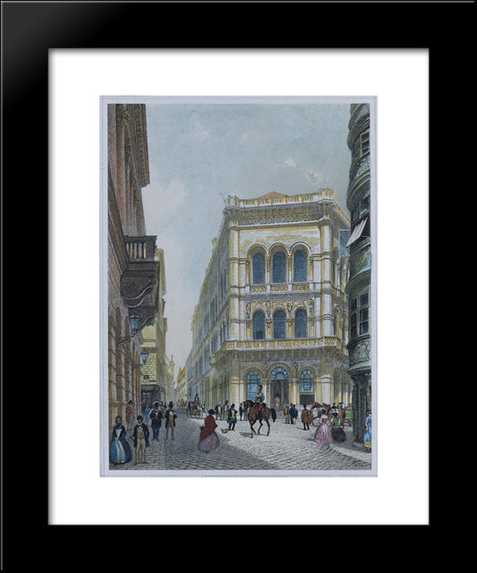 The Banking And Stock Exchange Building In The Lord, Vienna 20x24 Black Modern Wood Framed Art Print Poster by Alt, Rudolf von