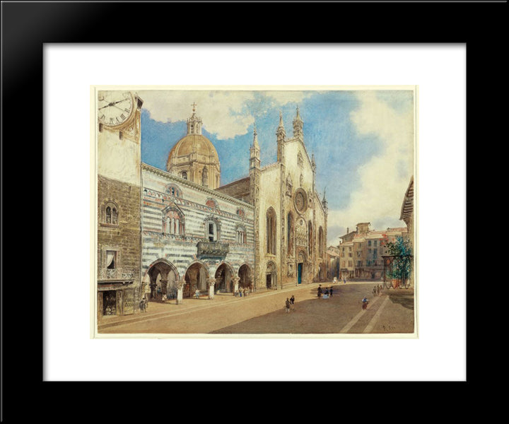 The Cathedral Square In Como 20x24 Black Modern Wood Framed Art Print Poster by Alt, Rudolf von