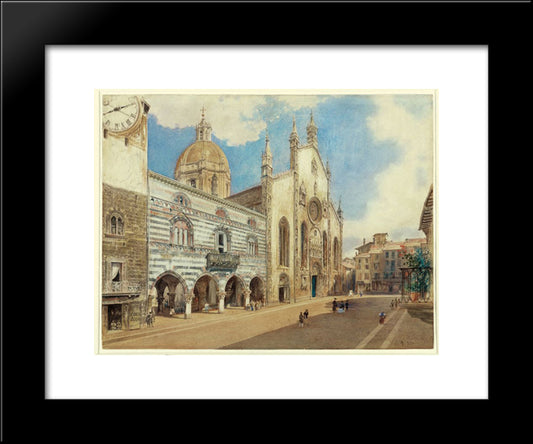 The Cathedral Square In Como 20x24 Black Modern Wood Framed Art Print Poster by Alt, Rudolf von