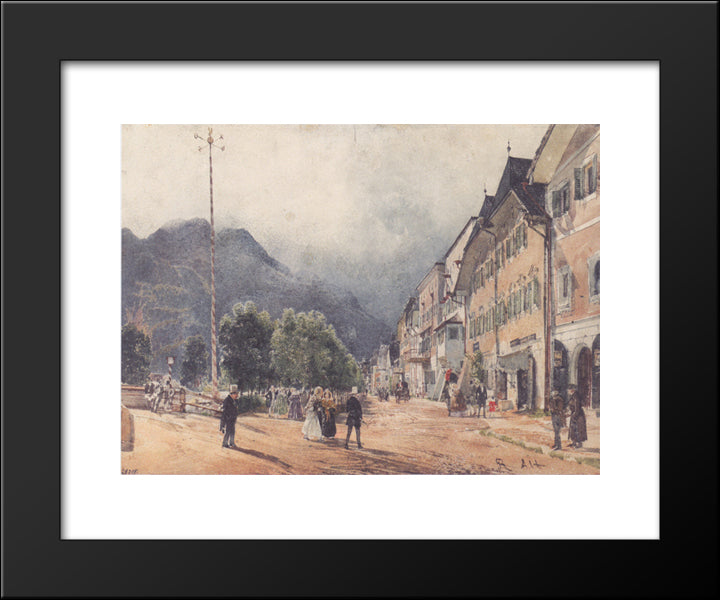 The Esplanade In Ischl 20x24 Black Modern Wood Framed Art Print Poster by Alt, Rudolf von