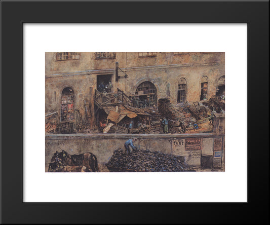 The Iron Foundry In Kitschelt Skodagasse In Vienna 20x24 Black Modern Wood Framed Art Print Poster by Alt, Rudolf von