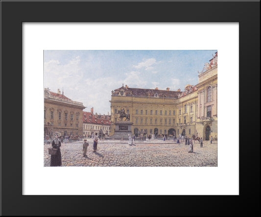 The Josef Square In Vienna 20x24 Black Modern Wood Framed Art Print Poster by Alt, Rudolf von