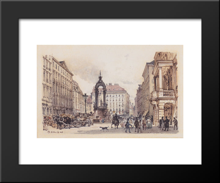 The Large Market In Vienna 20x24 Black Modern Wood Framed Art Print Poster by Alt, Rudolf von