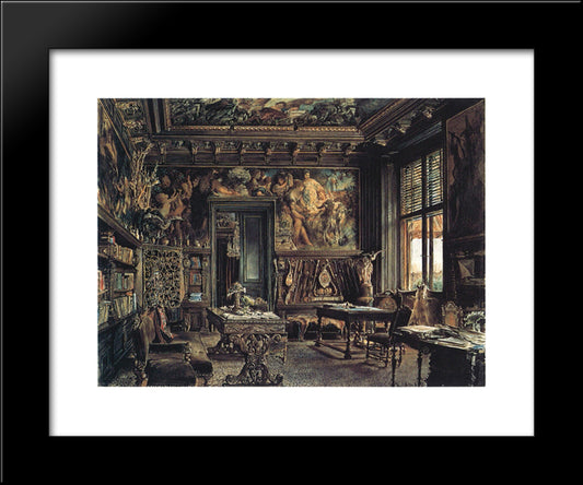 The Library In The Palais Dumba 20x24 Black Modern Wood Framed Art Print Poster by Alt, Rudolf von