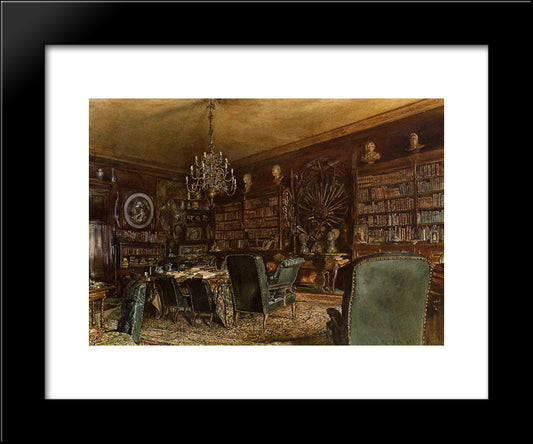 The Library Of The Palais Lanckoronski, Vienna 20x24 Black Modern Wood Framed Art Print Poster by Alt, Rudolf von